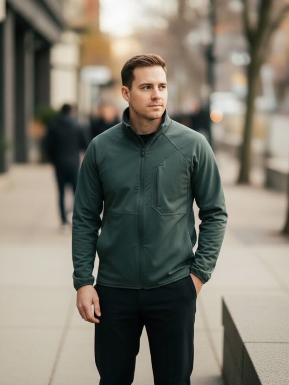 Lululemon Fleece Hiking Zip Up Jacket Men's Medium Olive Green LM3DRPS